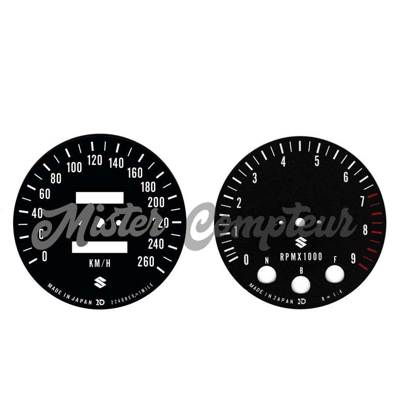 Fonds de compteurs SUZUKI GT750 1972 et 1973 (J&K)