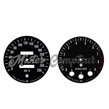 Fonds de compteurs SUZUKI GT750 1972 et 1973 (J&K)