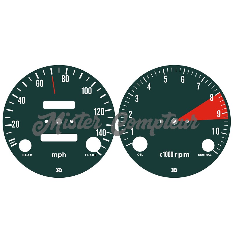Fonds de compteurs pour HONDA 750Four K1 : MPH+RPM
