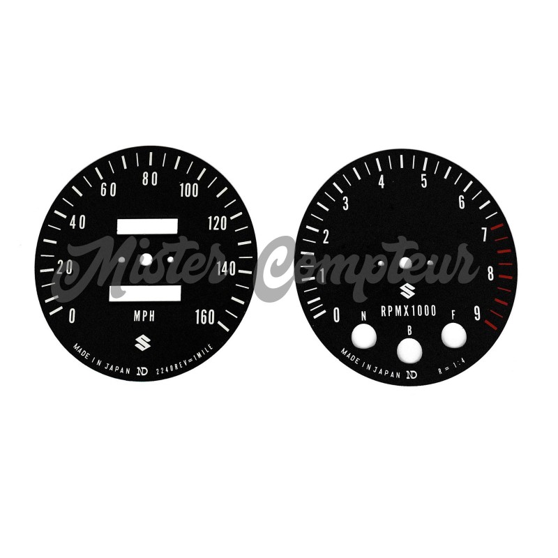 Fonds de compteurs SUZUKI GT750 1972 et 1973 (J&K)